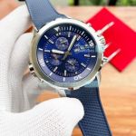 Copy IWC Aquatimer Stainless Steel Blue Dial Blue Rubber Watch 41MM